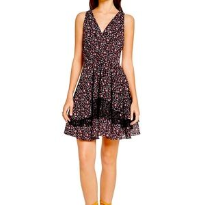 BCBGENERATION Floral Print Lace Sleeveless Mini Dress Size 4